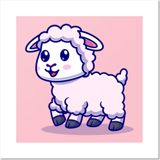 Cute Baby Sheep Walking Cartoon Posters and Art